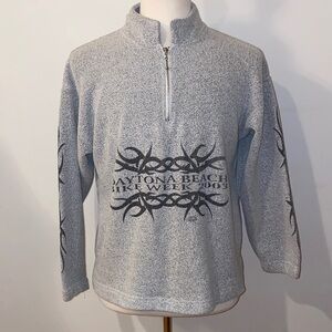 2003 Vintage Daytona Beach Bike Week Gray 1/4 Zip-Up Sweater Size Smaller USA